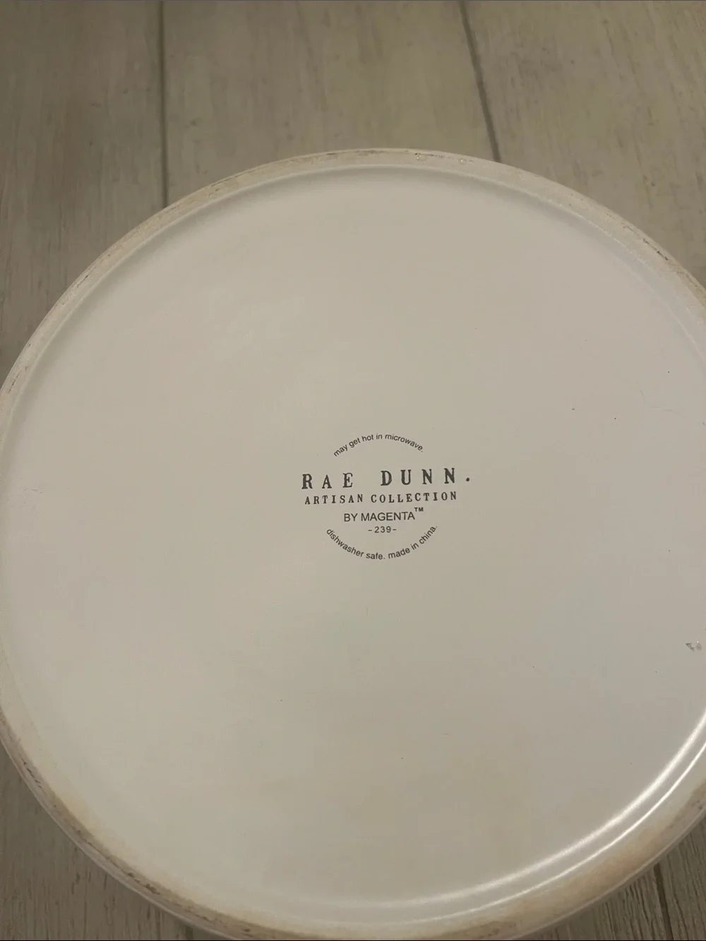 Rae Dunn White Ceramic Dog Bowl with Black Script